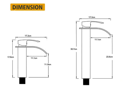 DecorBites™ Brass Waterfall Basin Faucet Single Lever Deck Mount Mixer Taps