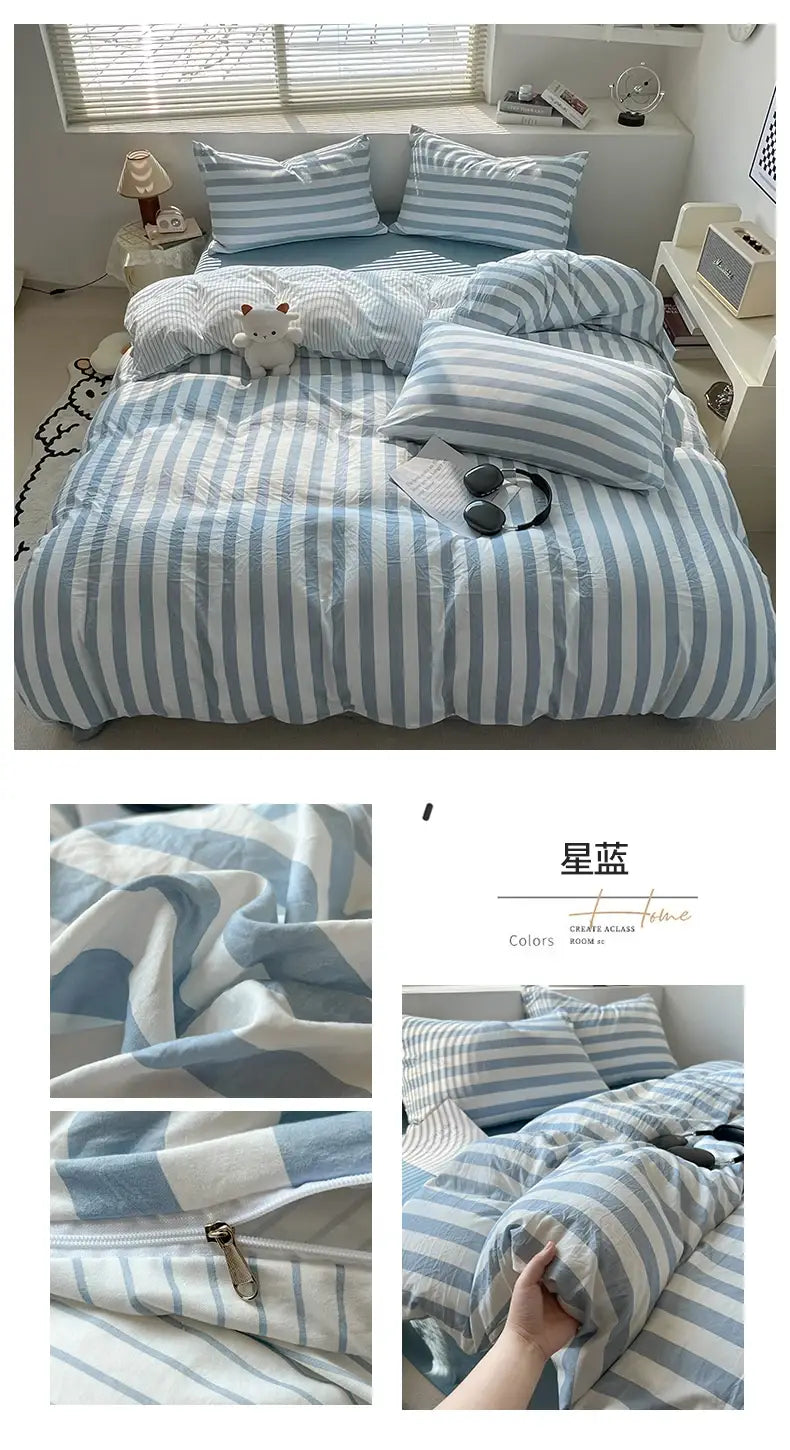 DecorBites™ Striped Quilt Set with Pillowcases and Sheet