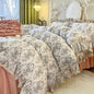 Decobites Double Layer Lace Ruffles Floral Bedding Set with Duvet Cover, Bed Skirt, Pillows