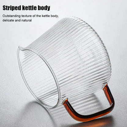 DecorBites™ Glass Coffee Pot with V-Shaped Spout and Vertical Stripes, 350ml/500ml