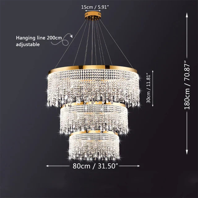 DecorBites™ Crystal Chandelier Pendant Light LED Fixture for Living Dining Room Glamorous Home Decor