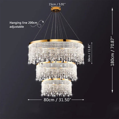 DecorBites™ Crystal Chandelier Pendant Light LED Fixture for Living Dining Room Glamorous Home Decor