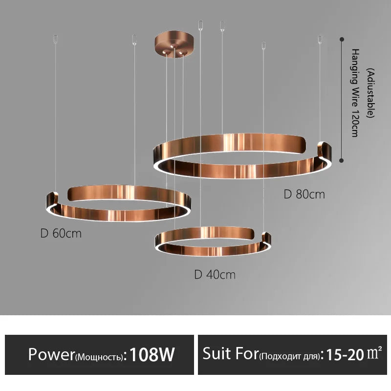 DecorBites™ LED Round Ring Chandelier for Dining Room, Living Room, and Bedroom