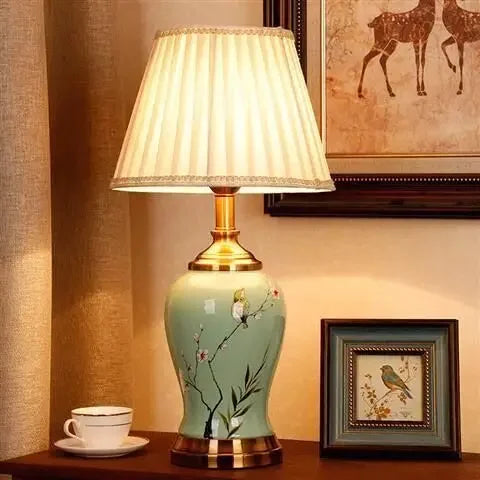 DecorBites™ Chinese Ceramic Table Lamp for Living Room, Bedroom, and Study Room