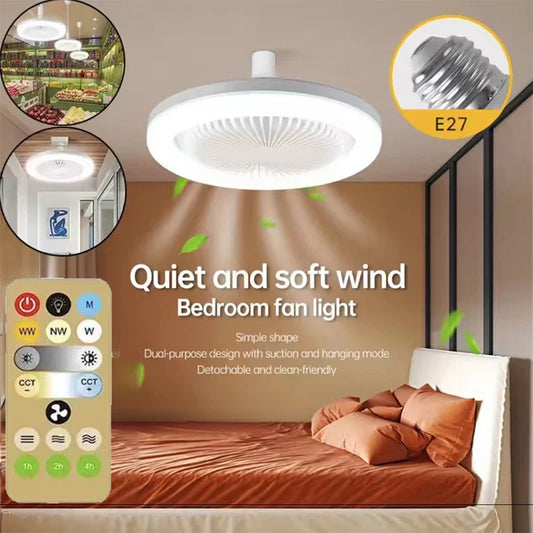 DecorBites™ Ceiling Fan & Light Combo with Remote Control, Silent Operation, E27 Base