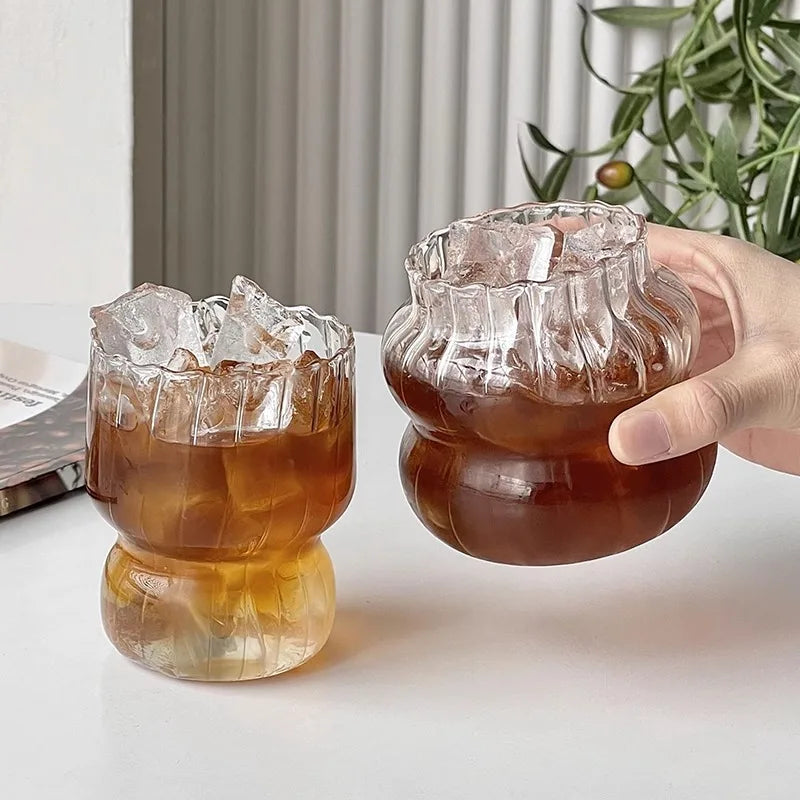 DecorBites™ Gourd Shape Glass Cup Set for Coffee, Whiskey, Wine, Yogurt - 300/520ml