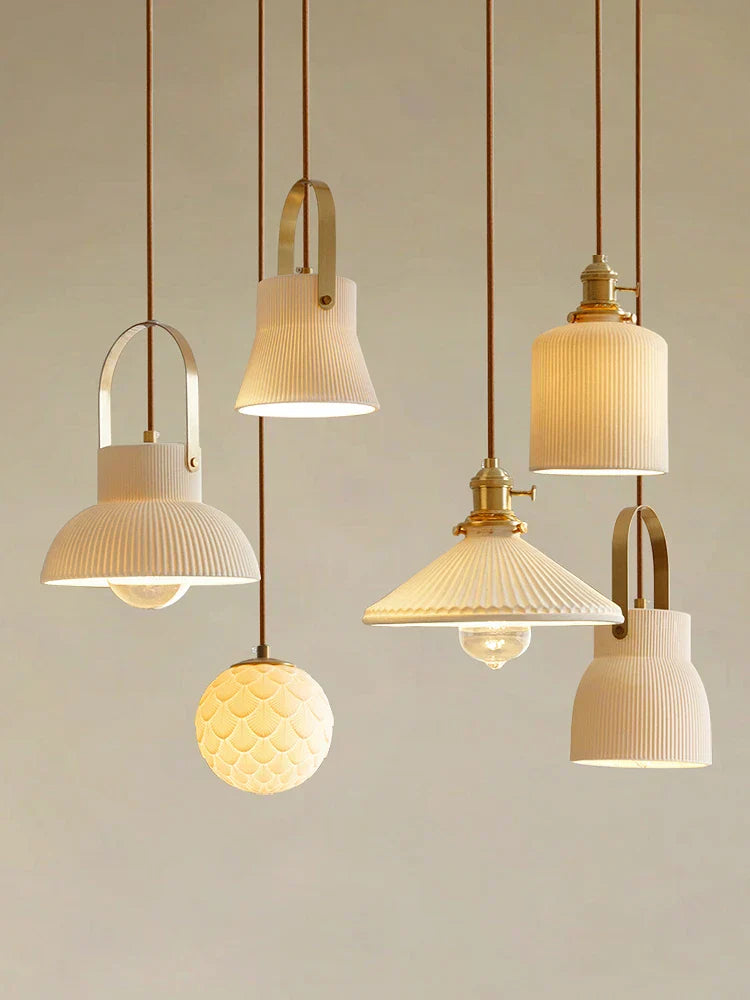 DecorBites™ Japanese Ceramics Bedside Chandelier | Designer Bedroom Lamp for Home Decor