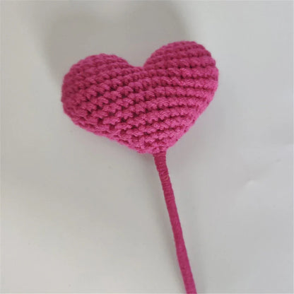 DecorBites™ Heart-Shaped Crochet Flower Bouquet - Handmade Wedding Home Decor & Family Gift