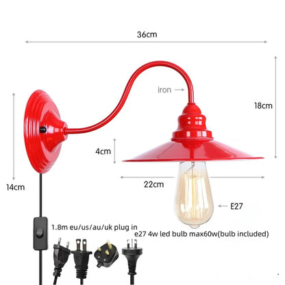 Decorbites™ Luces de Pared LED Rojas Edison - Lámpara de Mesa Industrial Vintage de Hierro