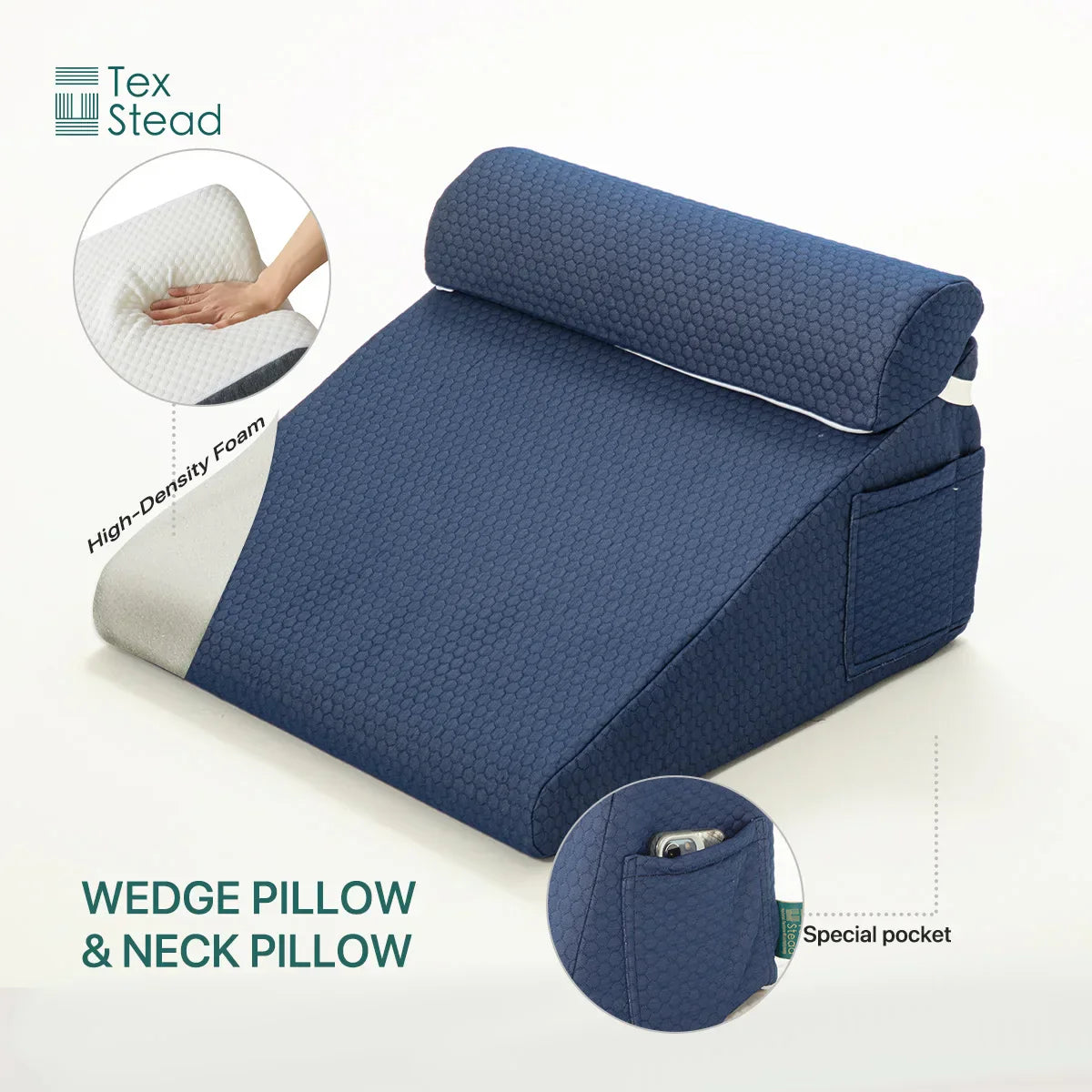 Decobites Memory Foam Wedge Pillow for Acid Reflux Relief & Comfort Support