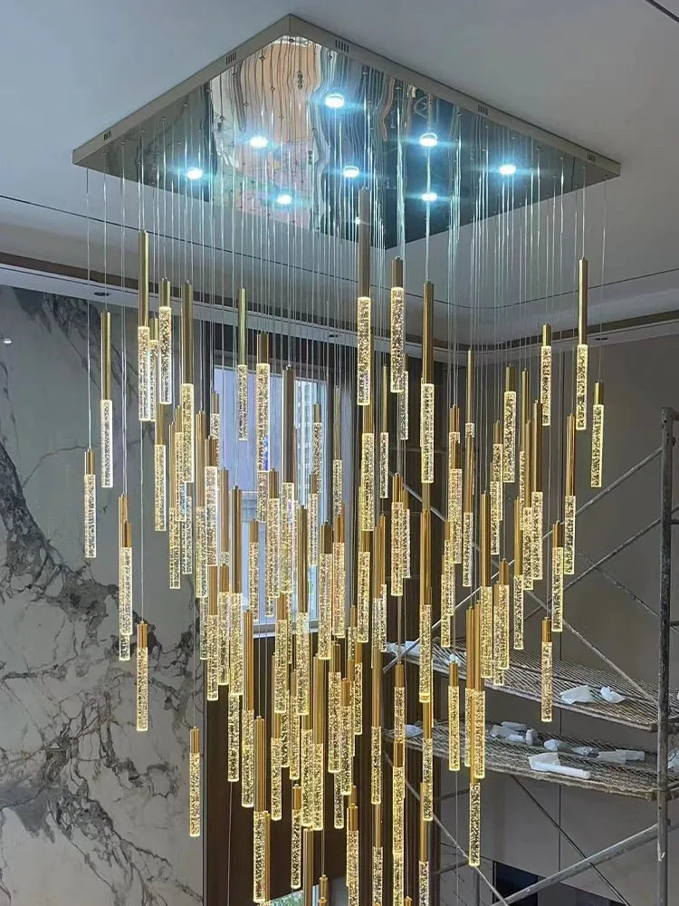 DecorBites™ Large Luxury Crystal LED Chandelier for Living Room - Custom Hanging Lamps