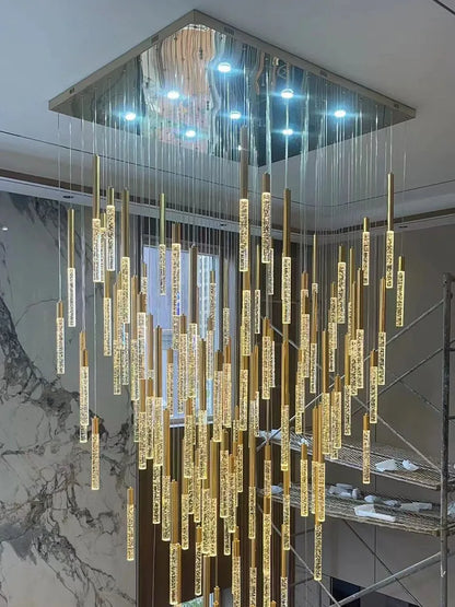 DecorBites™ Large Luxury Crystal LED Chandelier for Living Room - Custom Hanging Lamps