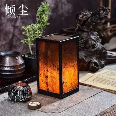 Decorbites™ Sostenedor de Vela Piedra de Seto: Lámpara de Mesa Ámbar Decorativa Antigua