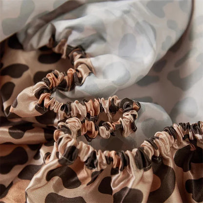 Decobites Leopard Print Satin Bedsheet Set King & Queen Sizes