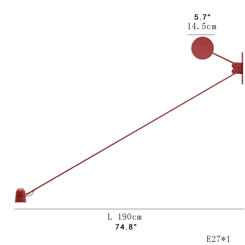 ديكوربايتس™ - مصباح حائط LED قابل للتعديل بذراع متأرجح باللونين الأحمر والأسود - إضاءة عصرية