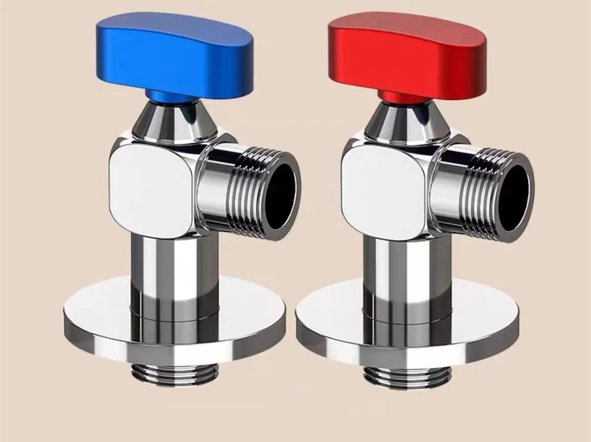 DecorBites™ Brass Angle Valve Chrome Gray Corner Bathroom Water Control Tap - 1/2*1/2