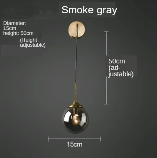 DecorBites™ Glass Ball Wall Sconce Light Fixture Golden Bedside Lamp for Home Decor