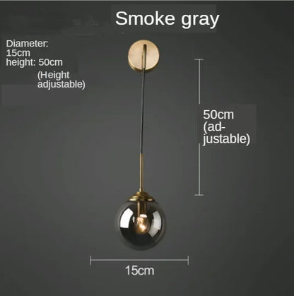 DecorBites™ Glass Ball Wall Sconce Light Fixture Golden Bedside Lamp for Home Decor