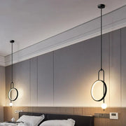Lámpara de techo colgante LED con bola de vidrio anillo negro dorado Decorbites™