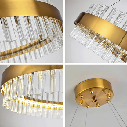 Lámpara colgante circular LED de cristal DecorBites™ para la decoración de la sala de estar y la cocina.