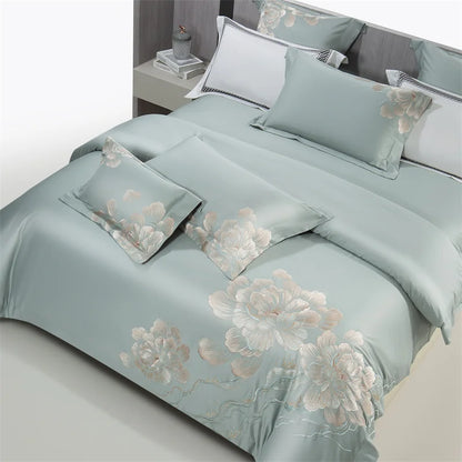 Decobites Luxury Flowers Embroidery Egyptian Cotton Bedding Set with 1400TC Quality