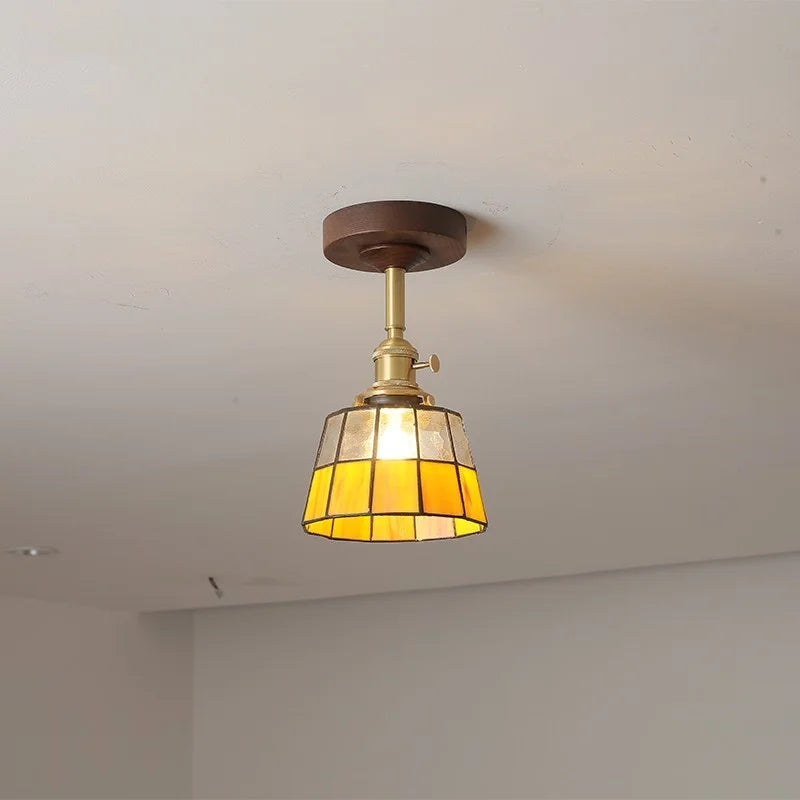 DecorBites™ Glass Wood LED Ceiling Light Nordic Design for Living Room & Corridor