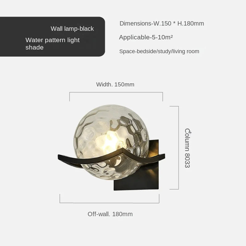 Lámpara de pared de bola de vidrio oro Decorbites™ para decoración de iluminación interior moderna