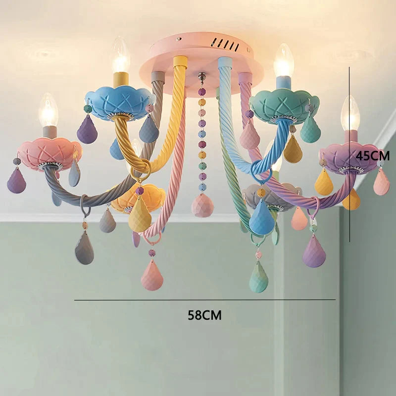 DecorBites™ Kids Room LED Macaron Ceiling Chandelier for Boys Girls Bedroom Decor