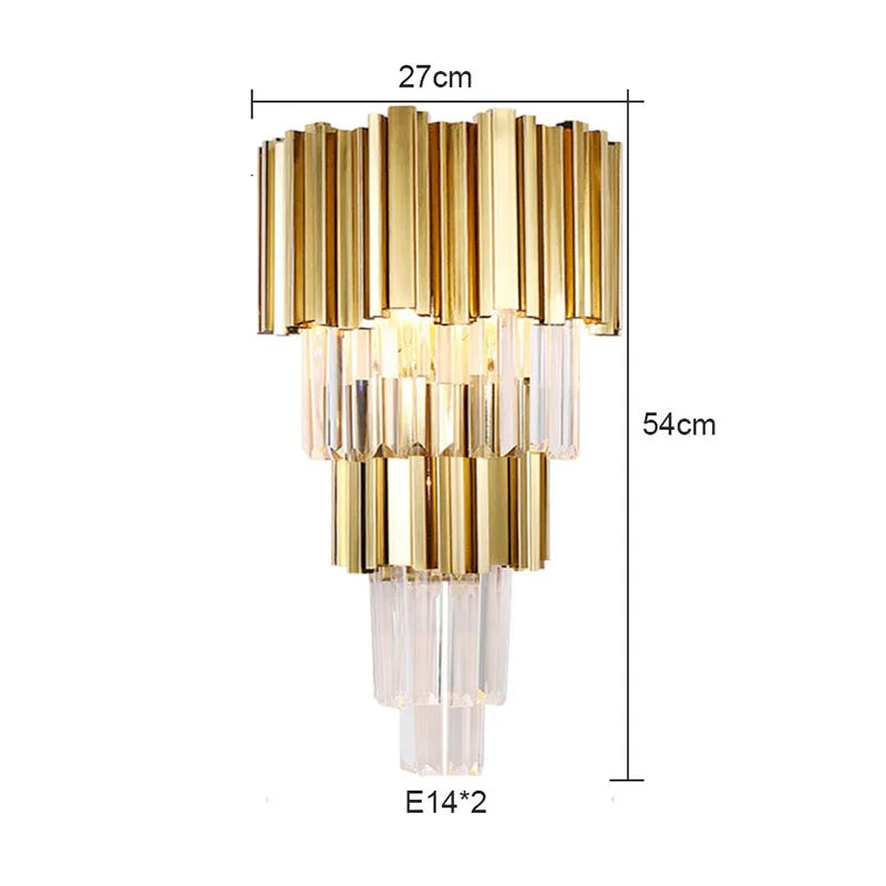 Gold Crystal LED Wall Lamp Large Gold Finish
