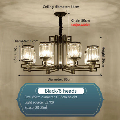 DecorBites™ Crystal Chandelier: Elegant Chinese Style Lighting for Living Room, Bedroom, and Study