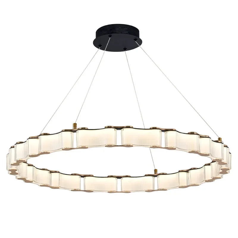 DecorBites™ LED Chandelier: Modern, Acrylic, Round Rings Hanging Lamp for Dining Room and Kitchen