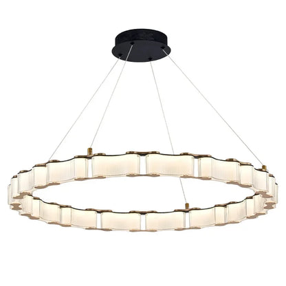 DecorBites™ LED Chandelier: Modern, Acrylic, Round Rings Hanging Lamp for Dining Room and Kitchen
