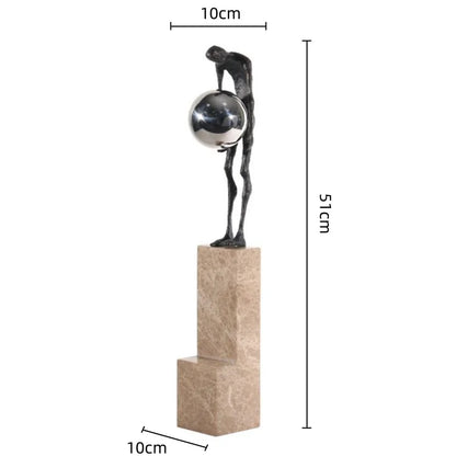 ديكور بايتس™ تمثال لاعبة جمباز مصنوع يدويًا من المعدن، ديكور منزلي، تمثال طاولة، إكسسوار نحت