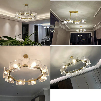 DecorBites™ LED Ripples Glass Chandelier: Modern Luxury for Living Room, Bedroom, Kitchen, Bar