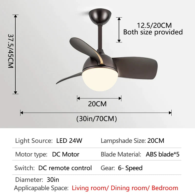 ديكوربايتس™ - مروحة سقف لغرفة النوم والدراسة مع ثريا كهربائية صامتة، 110 فولت 220 فولت