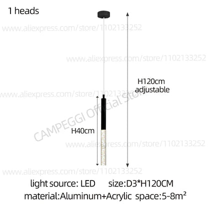 DecorBites™ Cylindrical Chandelier: Modern Nordic Indoor Lighting for Living Room, Staircase & Ceiling