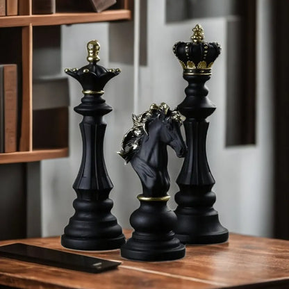 DecorBites™ Chess Pieces Figurines: The Queen's Gambit Decor for Home & Office