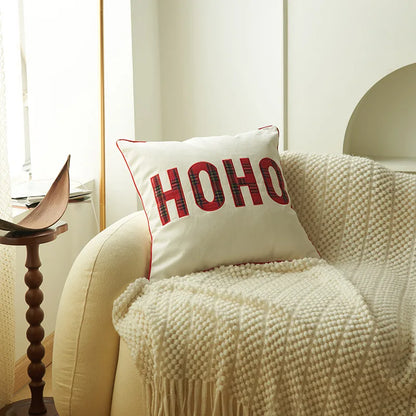 DecorBites™ Christmas Cartoon Letter Embroidered Pillow Cover Festive Sofa Cushion