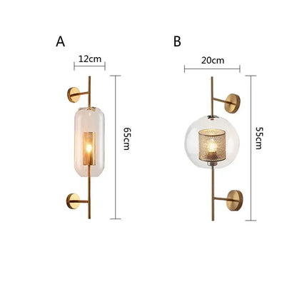 DecorBites™ Brass Glass Wall Lamp for Bedroom, Living Room, Aisle - Nordic Design