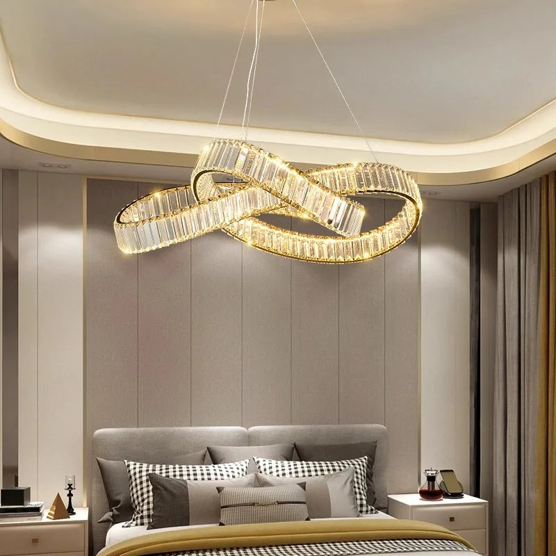 DecorBites™ Crystal Chandelier Pendant Lamp for Modern Home Dining Room Living Room Lighting