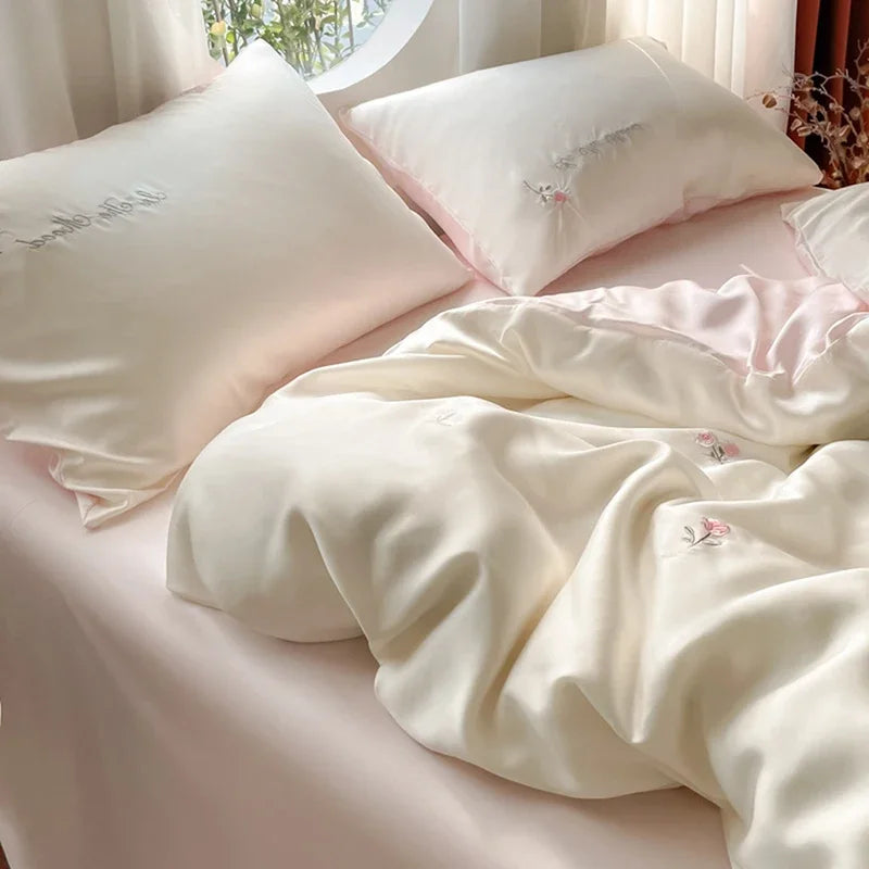 DecorBites™ Ice Silk Bedding Sets for Cool Summer Sleep. Skin-Friendly Quilt Cover for Adults & Kids.