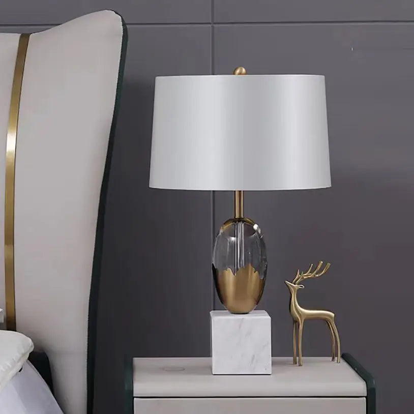 DecorBites™ Crystal Fabric Table Lamp: Nordic Design for Bedside, Desk, Living Room & Bedroom