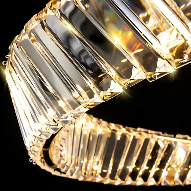 DecorBites™ DNA Spiral Crystal Chandelier LED Ring Design for Luxury Living Room