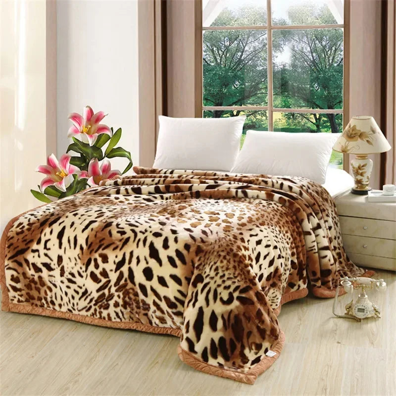 DecorBites™ Double Layer Raschel Blankets: Soft & Cozy Faux Fur Mink Throw