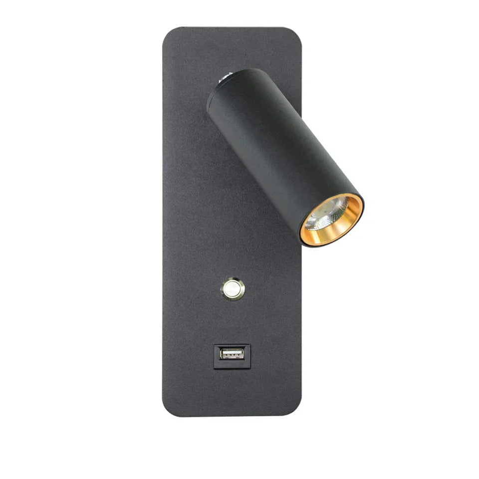 DecorBites™ LED Wall Lights with Switch and USB Interface in White or Black, Modern Sconce