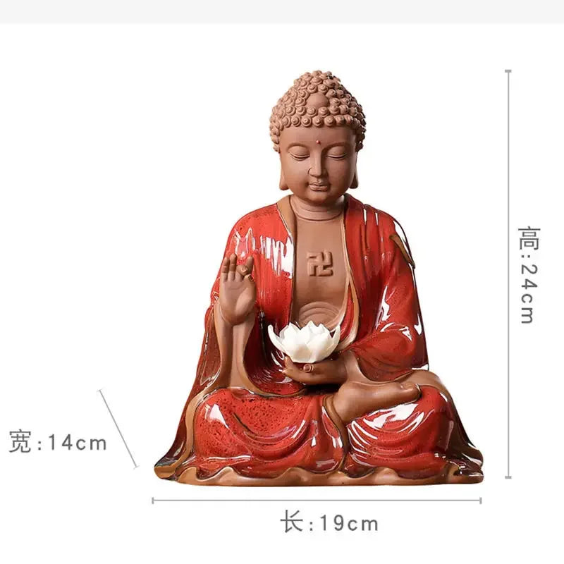 DecorBites™ Ceramic Sakyamuni Buddha Statue 24cm - Chinese Style Decorative Ornament