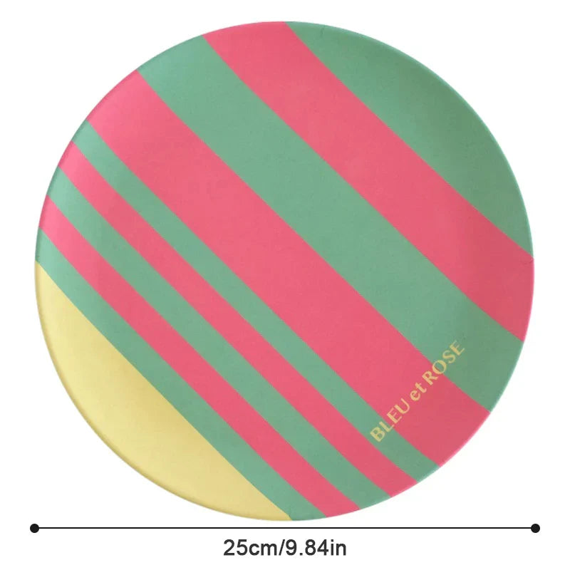 Plato de fibra de bambú redondo al estilo coreano Decorbites™ para postres, frutas y pasteles