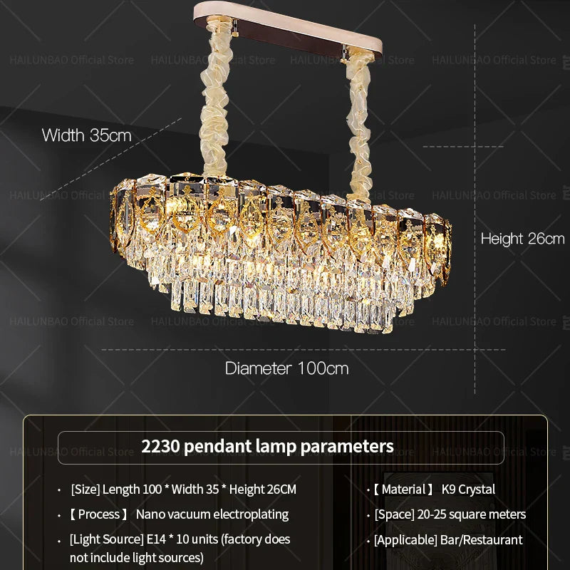 DecorBites™ Crystal Chandelier: Modern Luxury Round Italian Restaurant Light