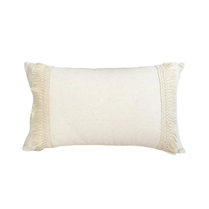 DecorBites™ Boho Style Beige Linen Cushion Cover with Tassels for Home Decor