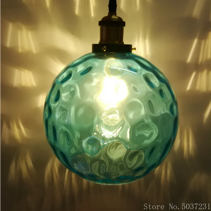 وحدة إضاءة LED معلقة على شكل كرة زجاجية زرقاء من DecorBites™ لغرفة الطعام وغرفة النوم